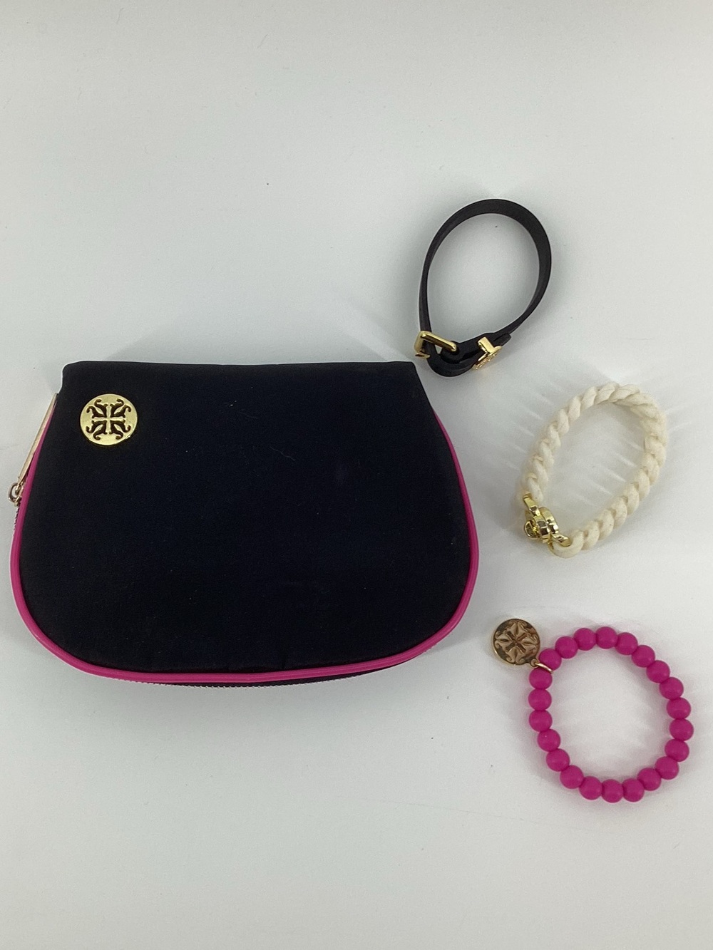 Rustic Cuff Pink Silicone Bracelet with Gold Charm
